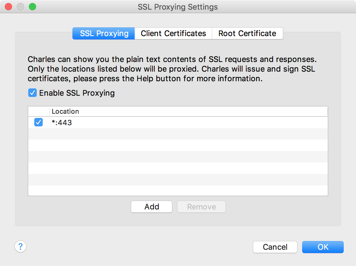 SSL Proxying Settings SSL端口号设置