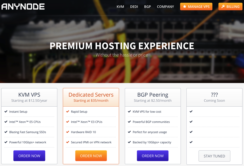 anyNode.net，anyNode KVM-VPS年付12.5美元VPS，两年付只需要20美元，anyNode洛杉矶VPS，anyNode优惠码