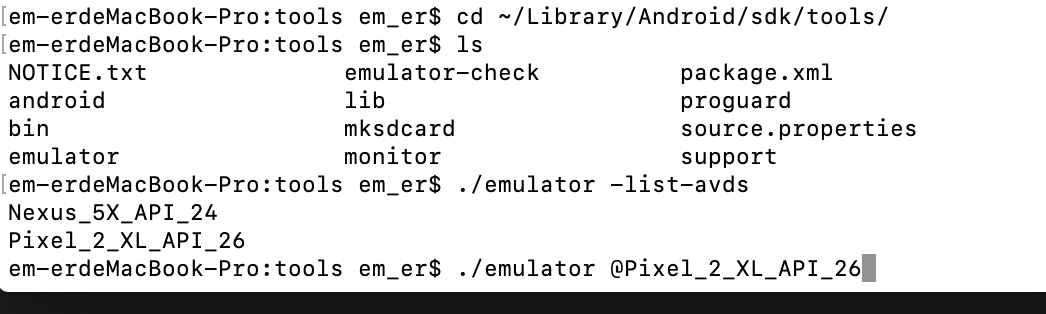 MacBook使用终端命令启动Android模拟器的方法-（必须是Mac安装了Android Studio）