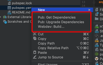 WebStorm新建Dart项目之后无法运行，No pubspec.lock file found, please run "pub get" first. 解决方法