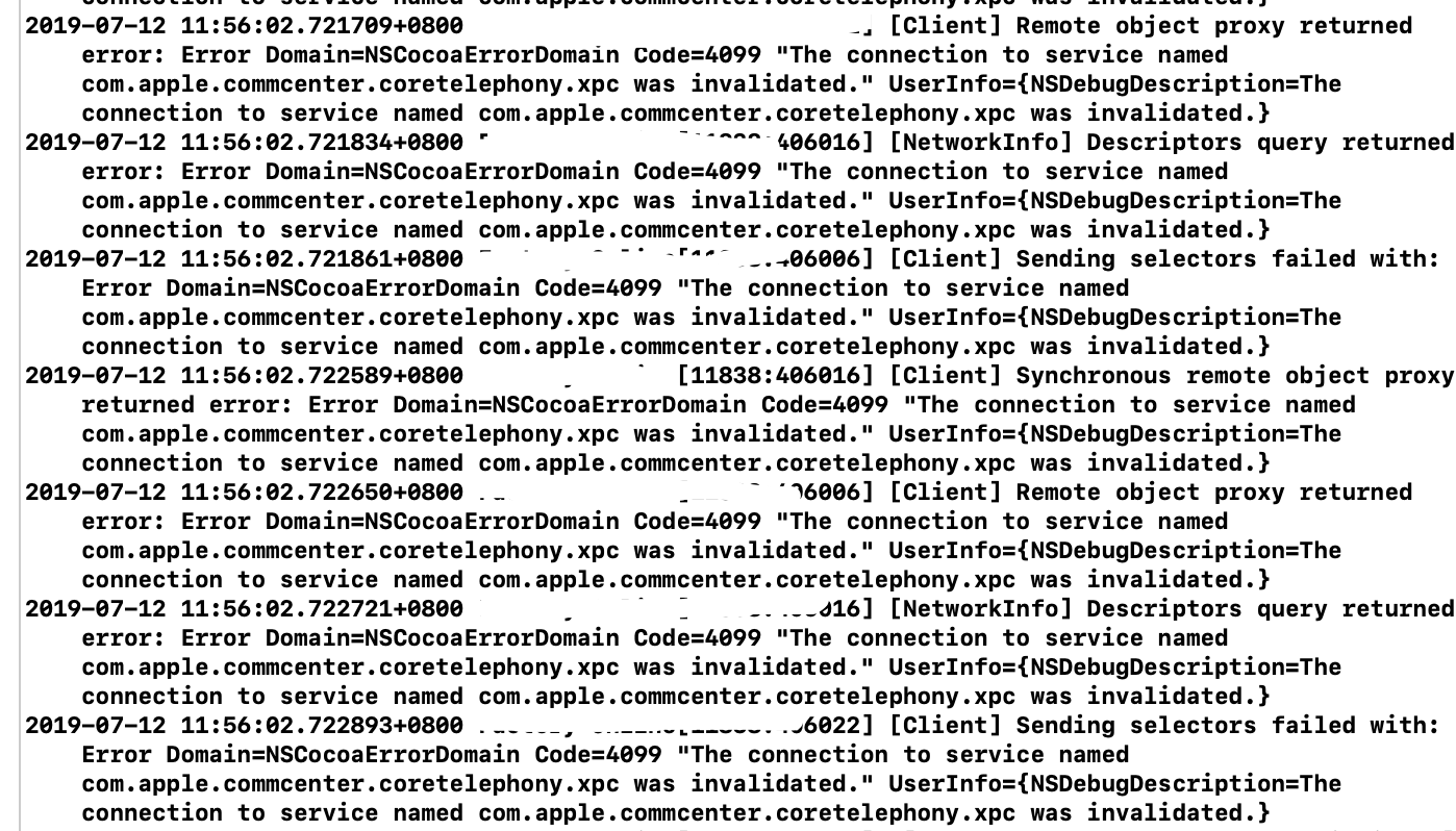 使用模拟器时Xcode控制打印Sending selectors failed with: Error Domain=NSCocoaErrorDomain Code=4099