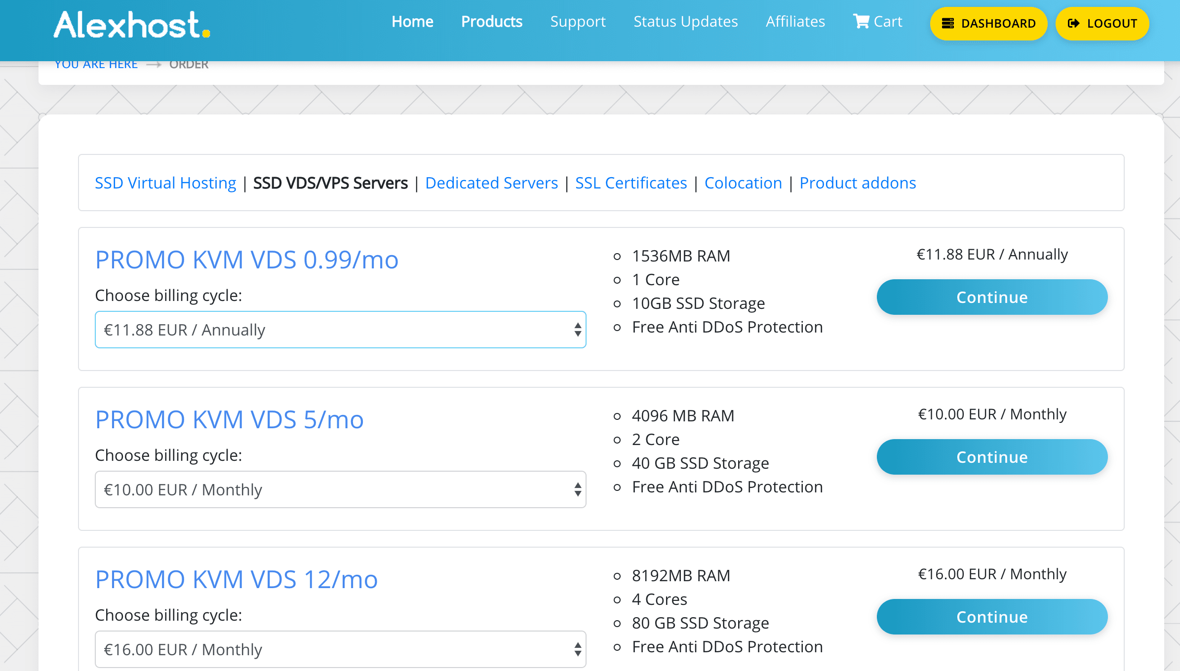 Alexhost年付11欧元，KVM虚拟化 1.5GB内存、10GB SSD、100Mbps端口 、不限制流量