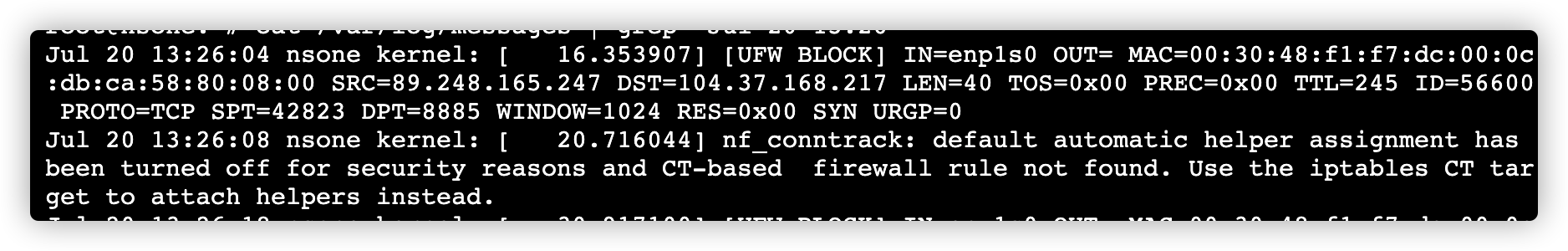 今天分析Linux日志的时候，发现了下面一段内容，记录下